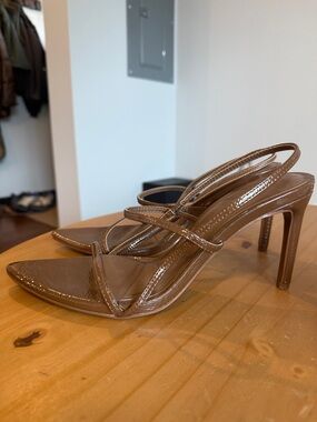 Bershka Brown Pointed Toe Strappy Slingback Heels US40